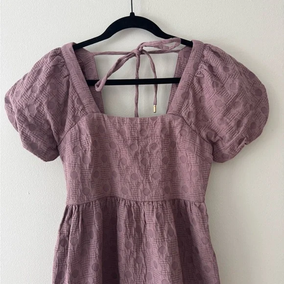 Madewell Quilted Puff-Sleeve Mini Dress in Fig Multi Jaq XXS - Picture 4 of 7